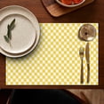 thumbnail image 4 of Yellow and White Checkerboard Pattern Summer Placemats Table Placemats Set Of 6-Linen Kitchen Washable Placemats Table Mats 11.8"x17.7" Non-Slip Heat Resistant, 4 of 5