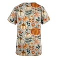 thumbnail image 4 of Fiudx Camisas para Mujer Topa de Trabajo con Bolsillo de Manga Corta y Estampado de Acción de Gracias con Cuello En V para Mujer, 4 of 5