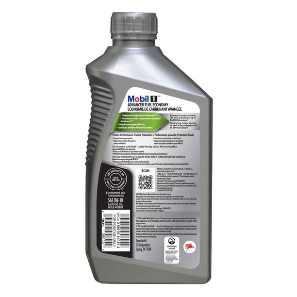 Mobil 1™ Advanced Fuel Economy Full Synthetic Motor Oil 0W-30, 1 L