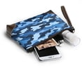 thumbnail image 6 of Leather Clutch 8 X 5. 5 In Wrist Strap And Hand Bag Easy To Carry Lightweight Waterproof And Durable Vector Camouflage Pattern Blue_1, 6 of 6