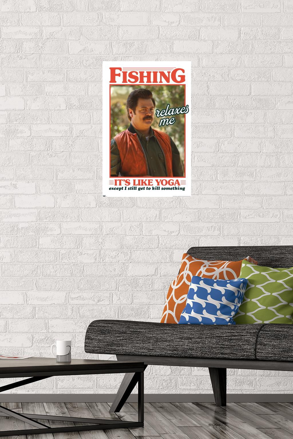 Parks and Recreation - Ron Swanson Fishing Wall Poster, 14.725" x 22.375"