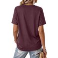 thumbnail image 4 of Garbnen Short Sleeve T Shirts for Women Loose Fit Women's V Neck Tops Casual Basic Summer Solid Color Fashion Women's Tunic Tops Purple XXL, 4 of 6