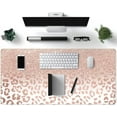 thumbnail image 2 of Desk Mat XXL Mouse pad, Pink Rose Gold Leopard Print Office Supplies and Accessories Decor for Women 31.5X15.75in,Stitched Edges Smooth Non-Slip Rubber Bottom, Large pad, 2 of 6