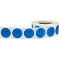 thumbnail image 2 of Blue Sparkle Holographic Circle Happy Face Stickers, 0.75 Inch Round, 500 Labels on a Roll, 2 of 2