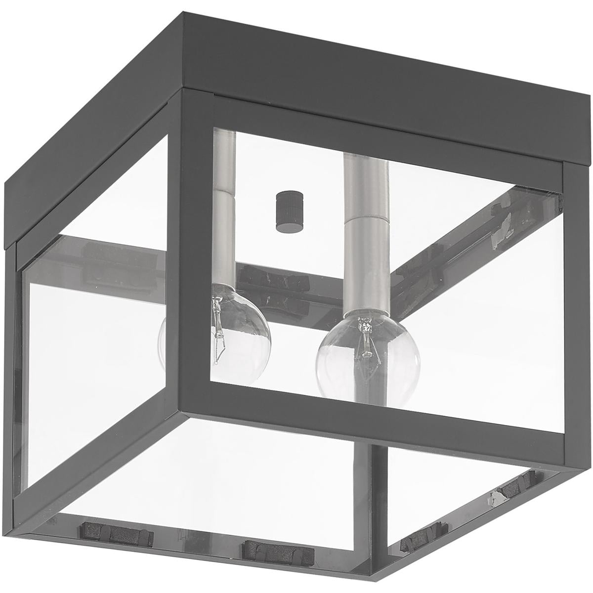 8 inch 2 Light Scandinavian Gray Outdoor Ceiling Light fixture with Clear Glass Shade