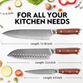 thumbnail image 2 of Purple Dragon Damascus Chef Knife Set, 3Pcs Kitchen Knives Set, VG10 Steel Japanese Chef Knife 8 Inch Santoku Knife 7 Inch Paring Knife 5 Inch, Razor-Sharp Knives with Gift Box, 2 of 7