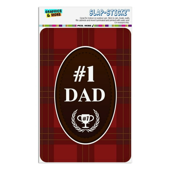 Dad Number One Best Father Plaid Home Business Office Sign