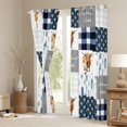 thumbnail image 3 of Manfei Cartoon Cow Animal Black Out Curtains, Chic Stripes Abstract Curtains Pack of 2 (42x63 Each), White Blue Patchwork Bedroom Curtains, Curtains and Drapes Decor, 3 of 6