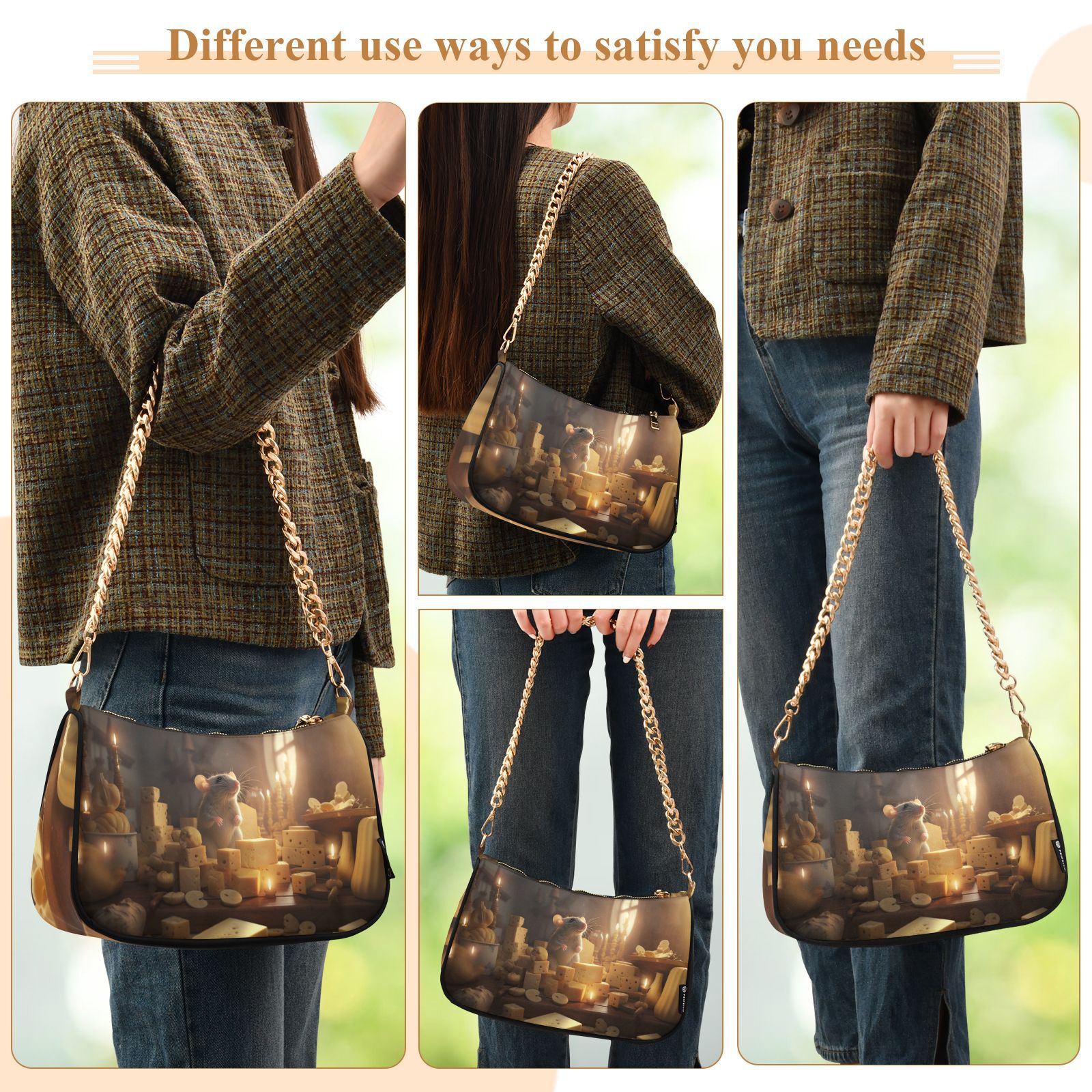 Mouse Rat WindowsWomen Small Shoulder Bag Crossbody Tote Hobo Bags Purse Clutch Handbags with Chain Strap for Women