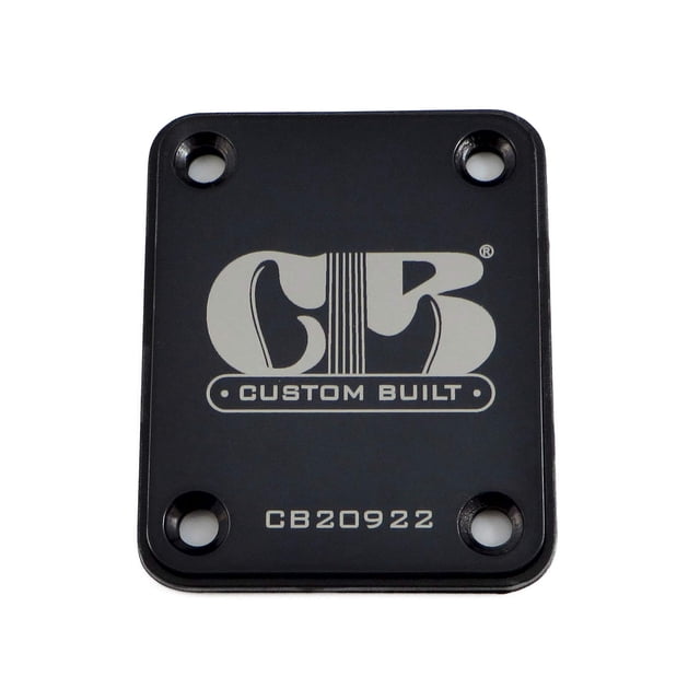 "Custom Built" Engraved Guitar Neck Plate - Standard 4 Bolt Style - Chrome, Gold or Black