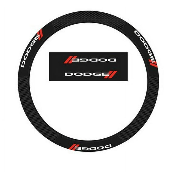 Plasticolor Housse de Volant 006726R01 Série Élite; pour Roues de 14-1/2 à 15-1/2 Pouces; Logo Dodge; Noir/rouge; Caoutchouc