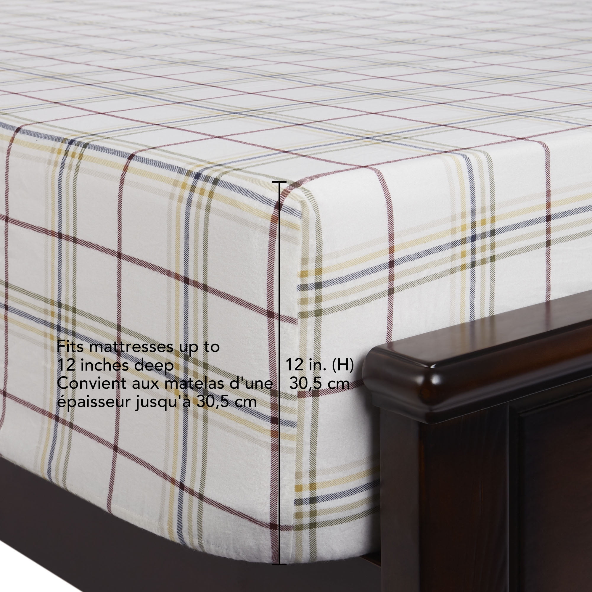 Ensemble de draps en flanelle 4 pièces Tartan de Moncton Mainstays, grand