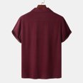 thumbnail image 5 of Leesechin Men's Hawaiian Solid Color Shirts Short Sleeve Button Down Tropical Summer Beach Shirts Wine L, 5 of 9