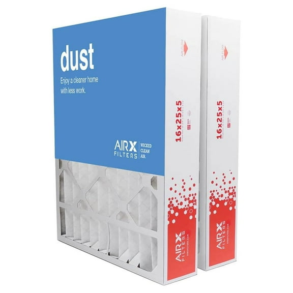 16x25x5 MERV 8 HVAC Furnace Air Filter Replacement for X0583 X6670 X6672, Dust 2-Pack, Made in the USA