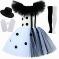 thumbnail image 4 of Disfraz de payaso asesino para niñas, disfraz de Halloween, disfraz de Joker aterrador en blanco y negro, vestido con tutú para niños, ropa elegante para fiesta de carnaval, 4 of 5