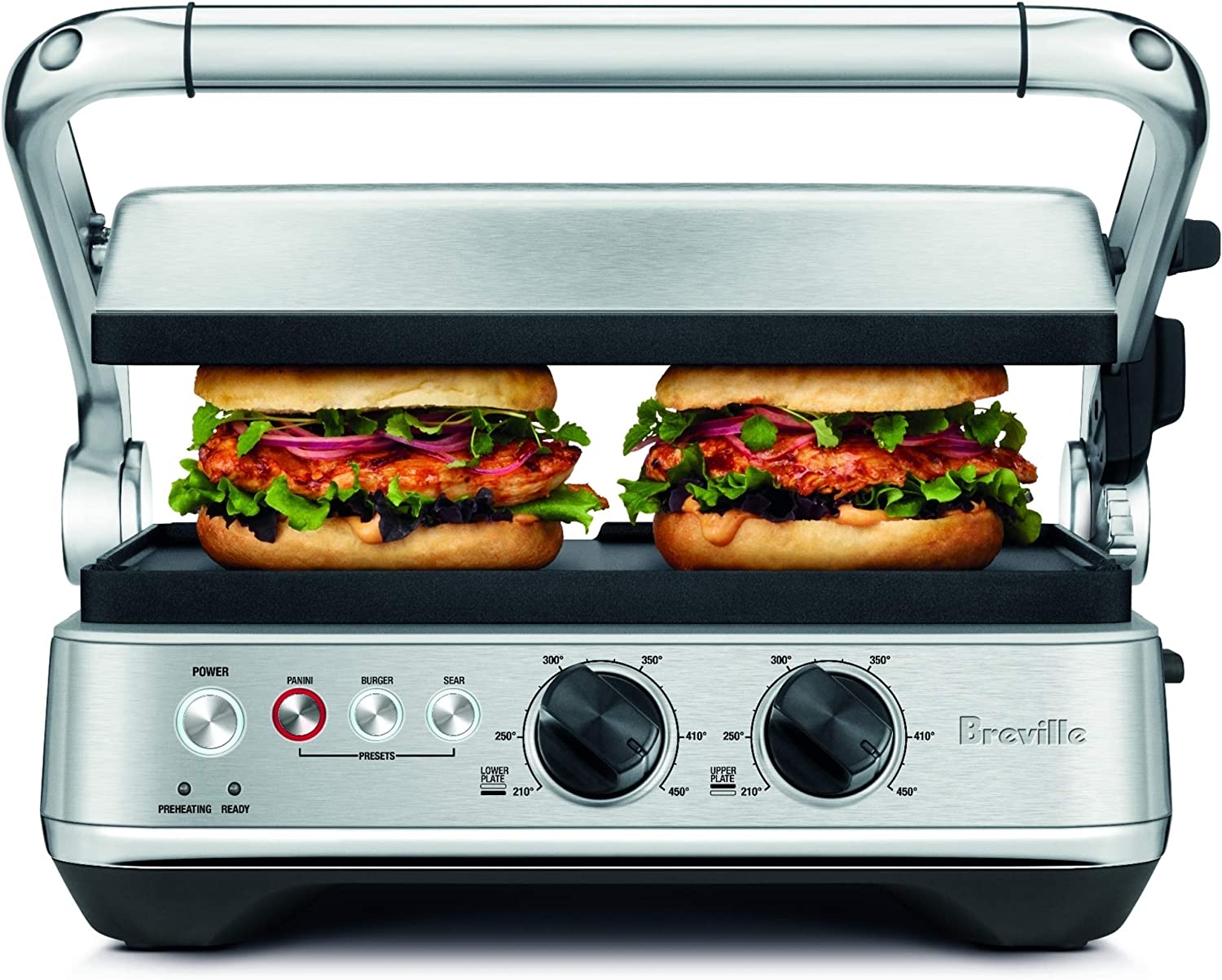 breville grill and panini press in stainless steel