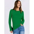 thumbnail image 5 of Women Long Sleeve Shirts Rib Knit Slim Fit Tops Fall Outfits Casual T-Shirt Underscrubs Layer Clothes Green XL, 5 of 8