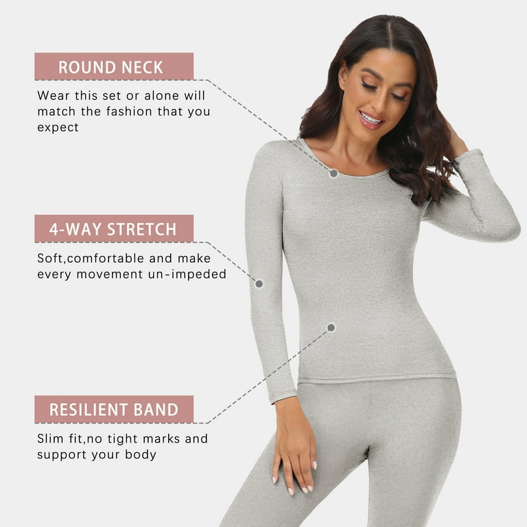 COMFREE Thermal Underwear for Women, Ultra Soft Long Johns Set Fleece Lined  Warm Base Layer Top and Bottom for Cold Weather 