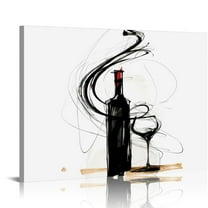 COMIO Red and Black Wine Wall Art Bedroom Decor Minimalist Wine Glass Canvas Pictures Wall Decor Kitchen Dining Room Kitchenware Bar Pub Painting Artwork for Living Room Office Home Decorations