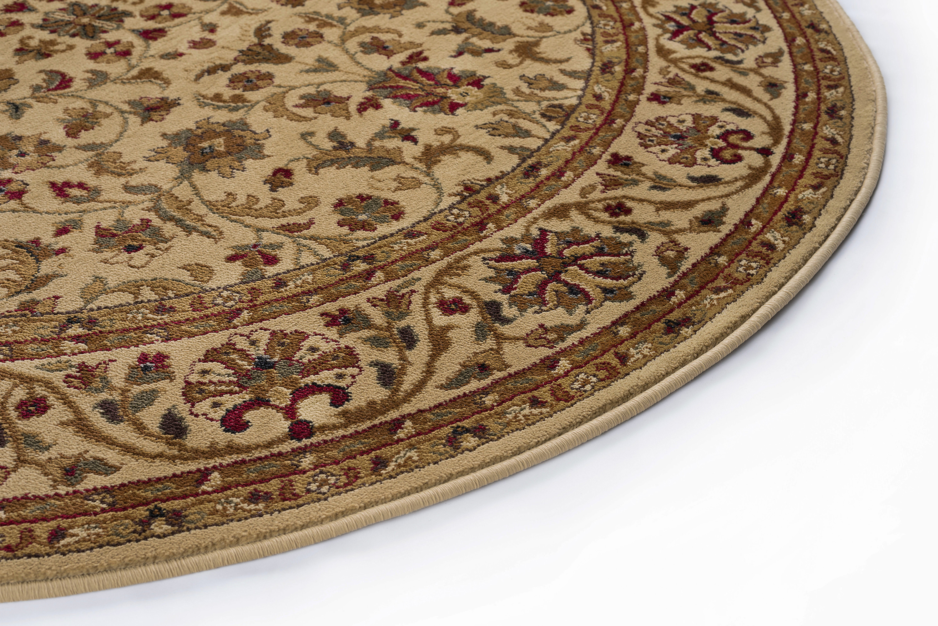 Sensation Traditional 6.7' x 9.6' Oval Ivory and Moss Green Polypropylene Indoor Area Rug