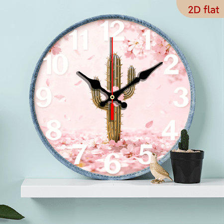 2D Flat, 1pc 10Inch Japanese Quartz Movement Wooden Wall Clock with Digital Display - Asian Zen Garden Panda Pond Design, Battery-Powered (AA Not Included), Bedroom, Office, Halloween Decor - Eleg
