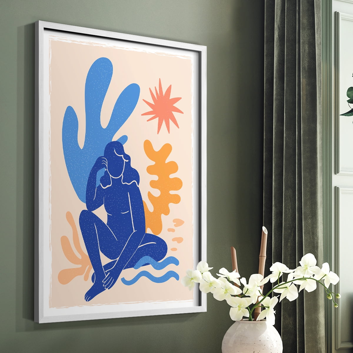 Matisse CCCLXIII in White Solid Wood 16 x 20 Framed Print