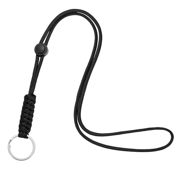 Uxcell 1-Pack Lanyards for ID Badges, Black Adjustable Keychain Long Key Neck Lanyard Strap with Keyring ID Holder Folder