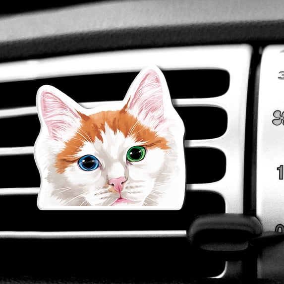 WIRESTER Car Air Freshener Fragrance Vent Clip Interior Decoration for Cars with Lemon Scented Pad - Animal Orange Turkish Van Cat