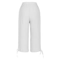 thumbnail image 5 of Uqiangy Linen Palazzo Trousers Women's Linen Wide Leg Capri Pants Waist Flowy Pants Linen Pants Women Plus Size High Waisted Drawstring Capris Linen Cropped Pants Women Boho Capris For Women 2XL, 5 of 5