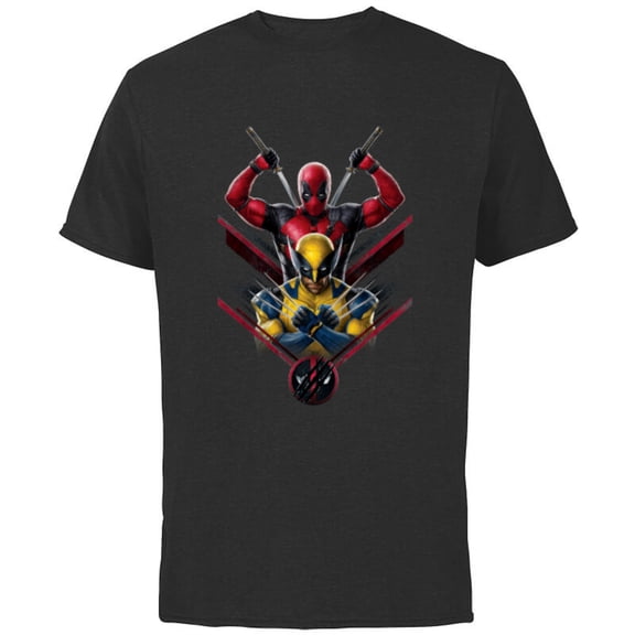 Marvel Studios Deadpool & Wolverine with Claw-Slashed Logo - Short Sleeve Cotton T-Shirt for Adults - Customized-Black