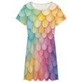 thumbnail image 3 of Rainbow Mermaid Scales Sundress Short Sleeve Dress Summer Women Clothes Dress for Women Dresses, 3 of 7