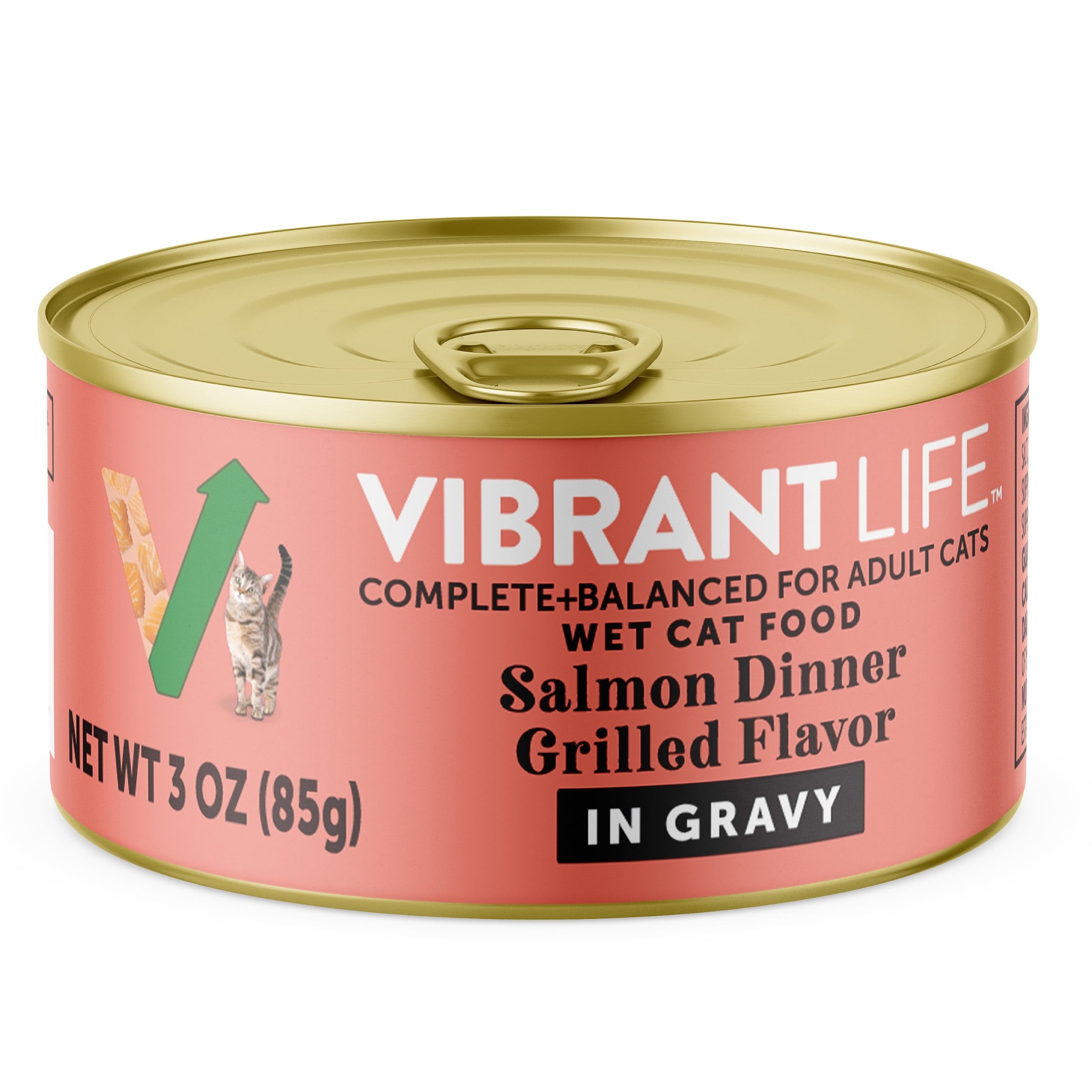 (6 pack) Vibrant Life Salmon Dinner Grilled Flavor in Gravy Wet Cat Food, 3 oz Can