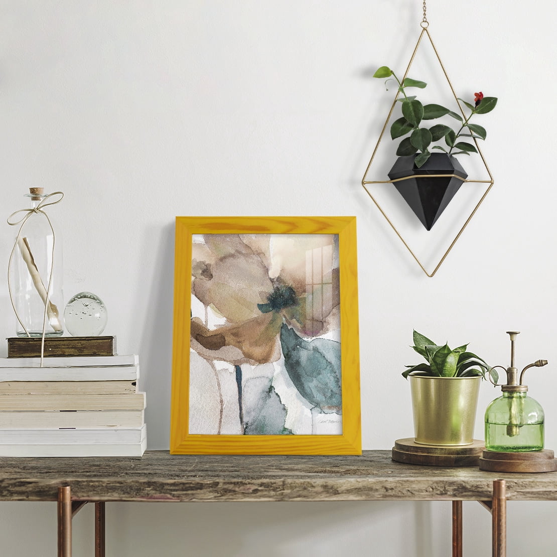 Watercolor Poppy I -Framed Print w/glass-Sunflower Yellow