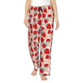 thumbnail image 1 of Balery Red Strawberry Pantalones de pijama para mujer, pijamas ultraligeros, pantalones de estar por casa-Large, 1 of 6