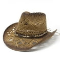thumbnail image 2 of PMVFHDE Straw Hat Fedora Cap Men Women Outdoor Travel Sun Hat Wide Brim Casual Breathable UPF50+ Summer, 2 of 3