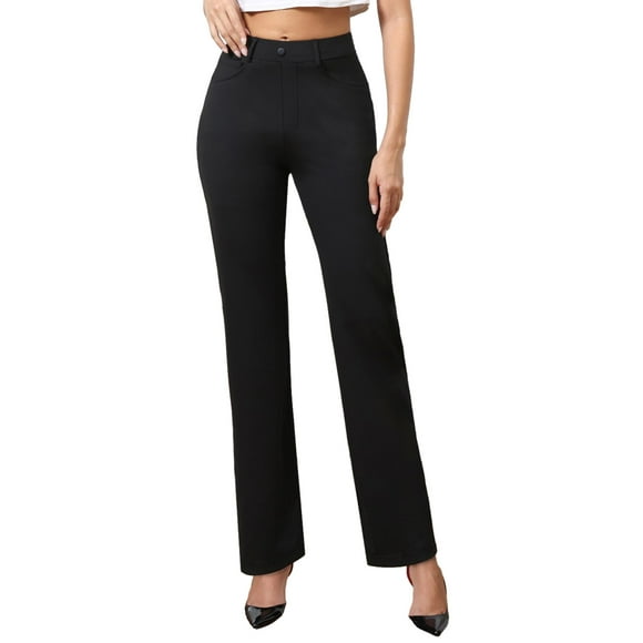 Pantalones de Vestir Agenlulu de Cintura Alta y Pierna Recta en Negro