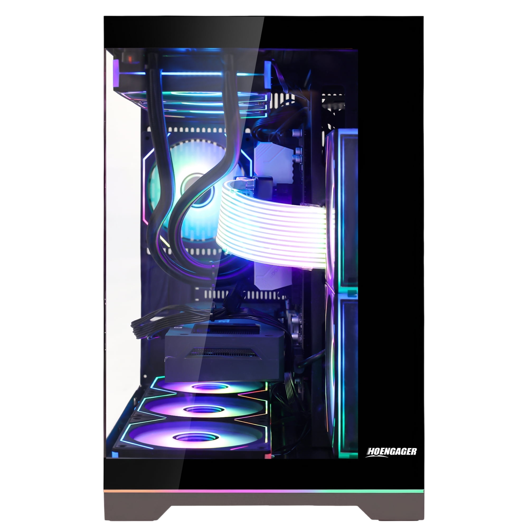 Hoengager RTX 5070 12G Gaming PC -AMD Ryzen 7 9700X, 32GB DDR5 RAM, 1TB PCIe and 1TB SATA SSD, 850W PSU, 360 RGB Liquid Cooler, Windows 11-Ocean Park