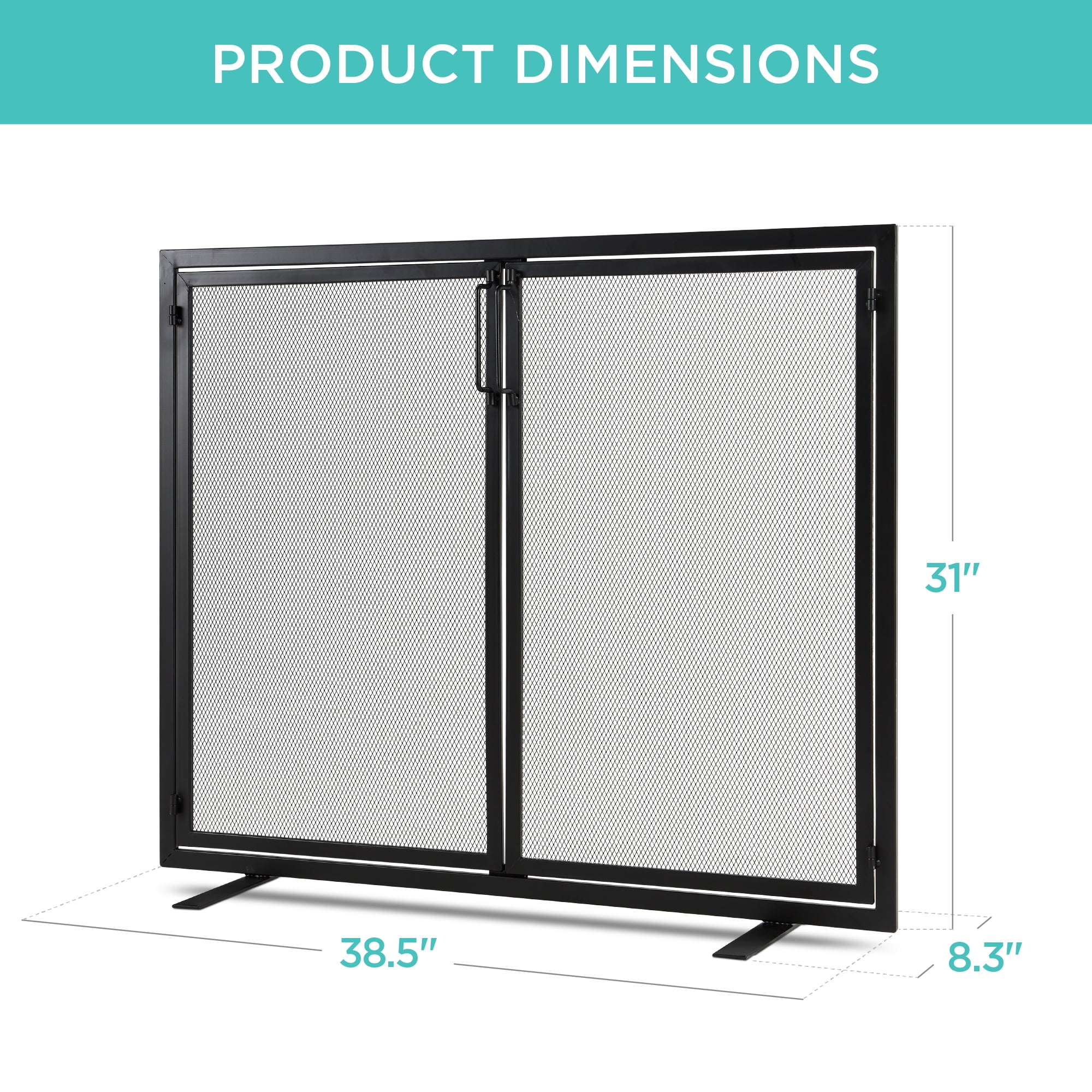 Best Choice Modern 38.5x31in 2-Door Fireplace Screen, Iron Spark