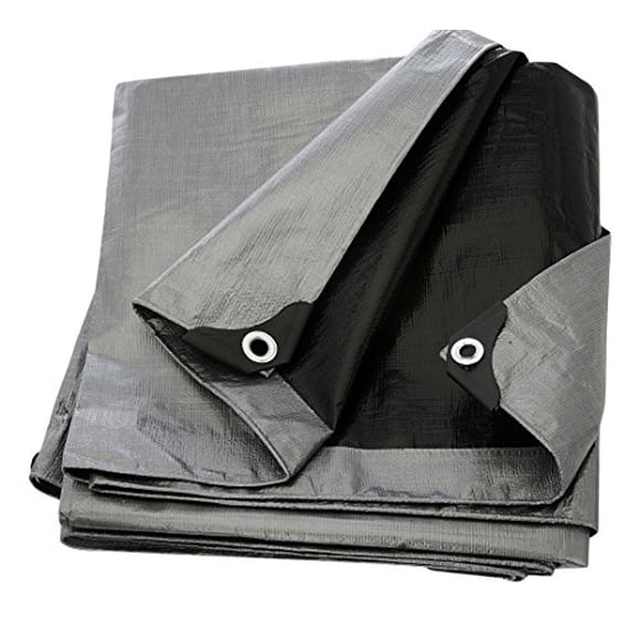 Comfitwear Heavy Duty Waterproof UV Blocking 10 Mil Poly Tarp, Silver/Black 20' x 30'