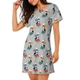 thumbnail image 2 of Disketp Skiing penguin para Camisón Corto de Manga Corta para Mujeres, Camisón Cómodo con Escote Redondo, Bonito y Confortable, 2 of 6