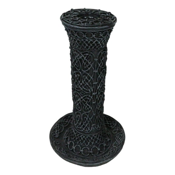 Wicca Celtic Knotwork Sacred Symbols Dark Art Taper Candle Holder Figurine