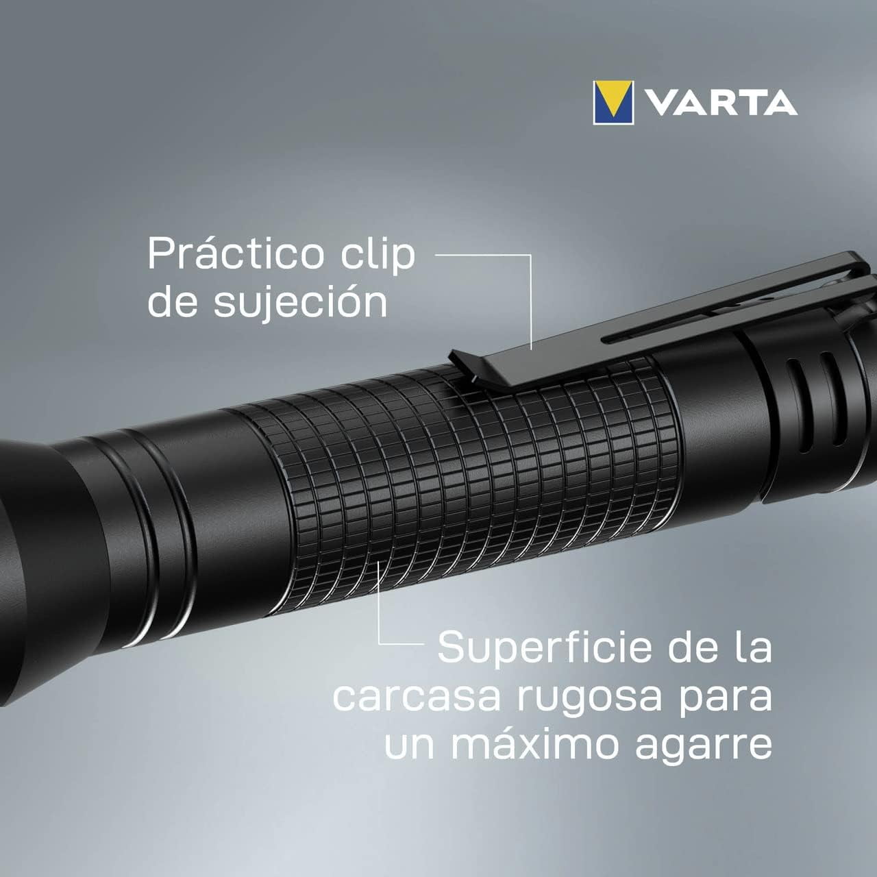 VARTA Aluminium F20 Pro LED Flashlight (incl. 2X Longlife Power AA Batteries for Everyday-use,