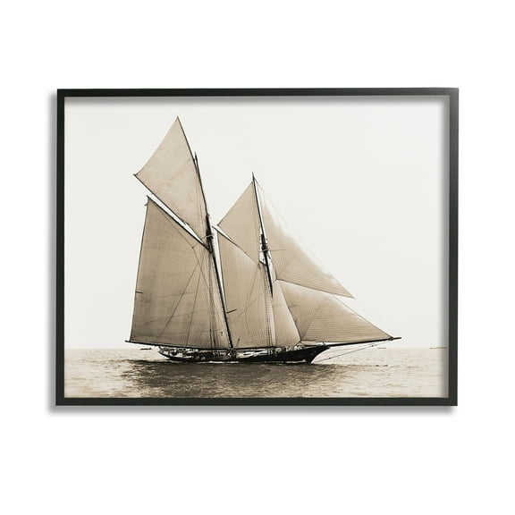 Stupell Industries Vintage Maritime Ship Transportation Photography Black Framed Art Print Wall Art, 14 x 11