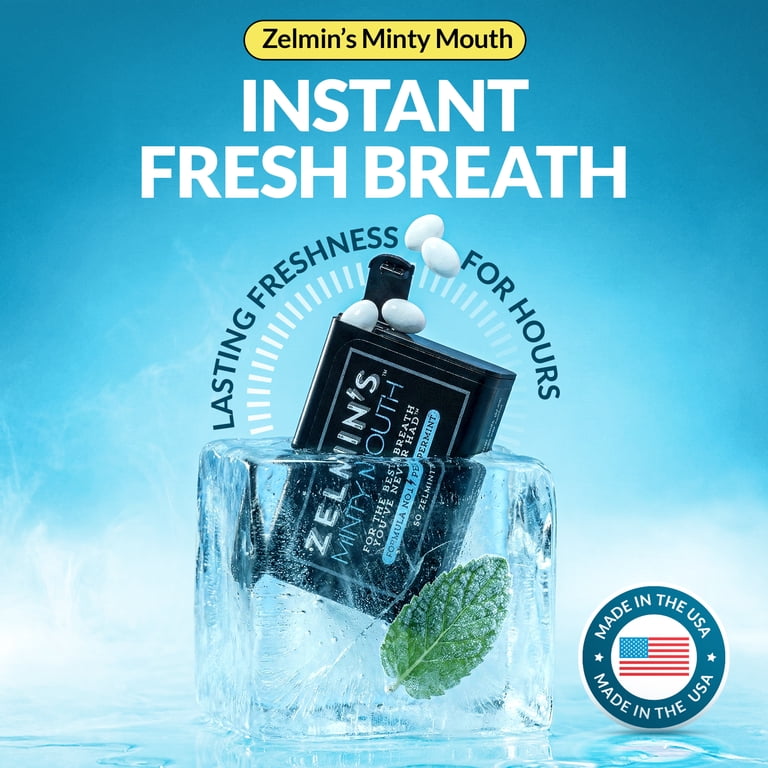 Zelmin's Minty Mouth, Breath Freshener, Long Lasting, 5 Pack