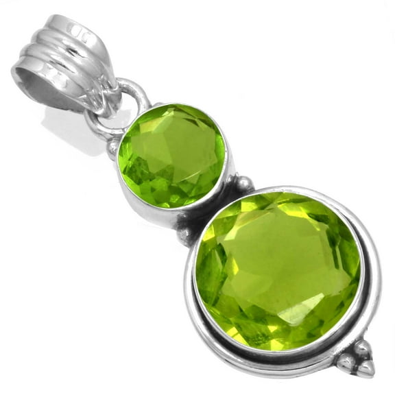 925 Sterling Silver Pendant Peridot Quartz Handmade Jewelry