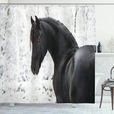 Ambesonne Animal Shower Curtain, Snowy Winter Scenery, 69"Wx84"L, White
