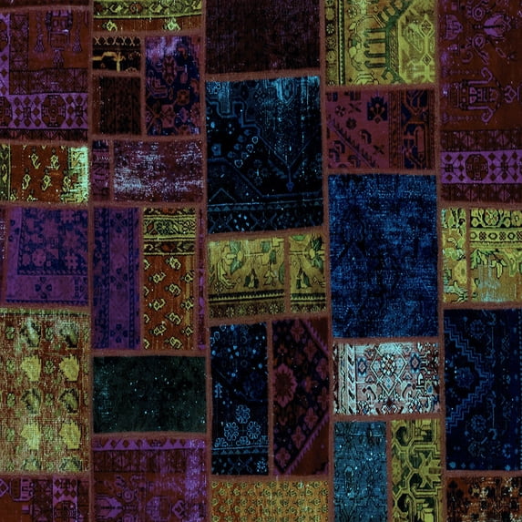 Ahgly Company Indoor Square Patchwork Light Blue Transitional Area Rugs, 6' Square