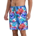 thumbnail image 2 of Goofa Bright Flowers Printed Mens Swim Trunks Summer Quick Dry Short Beach Swimwear Bathing Suits-Medium, 2 of 9
