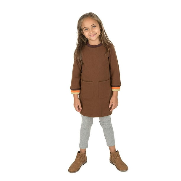 Leveret Leveret Kids Toddler Uniform Girls Sweatshirt Dress Brown Size 14 Years Walmart Com Walmart Com