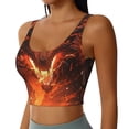 thumbnail image 2 of Daiia Magma Fire Black Dragon Printed Women's Sports Bra, Breathable Activewear Bra with U-Back Design and Removable Pads, Comfortable and Supportive for Yoga, Workout-X-Large, 2 of 8